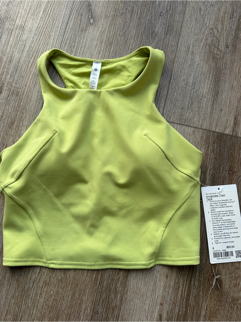 lululemon athletica invigorate tank wasabi size 8
